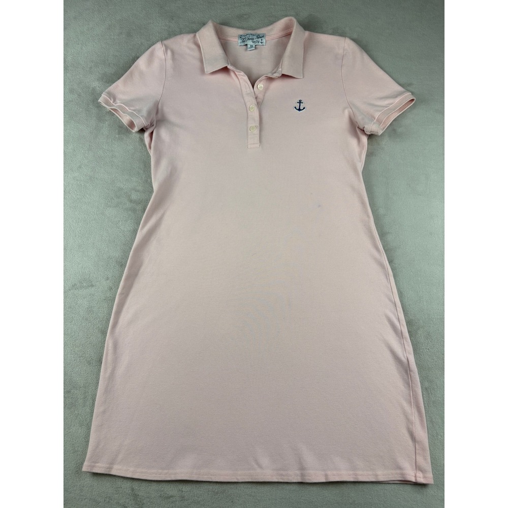 Kiel James Patrick Pink Anchor Polo Dress Womens XS Preppy Nautical Short Sleeve